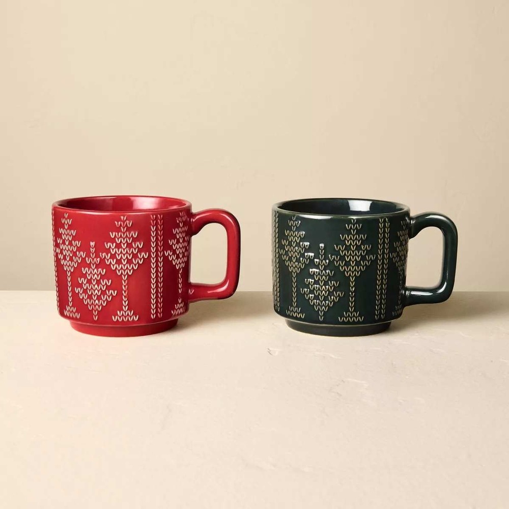 14oz‎ Holiday Mug Fair isle Set - Hearth & Hand Magnolia, Christmas 2025